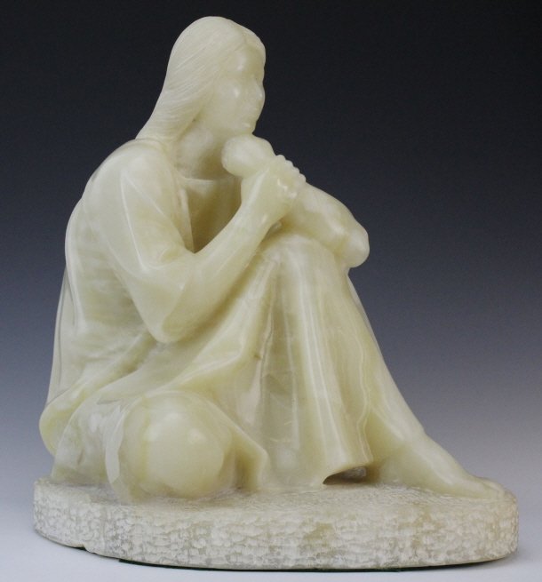 Felipe Castaneda b.1933 Mexico Marble Sculpture LISTED: Felipe Castaneda (B. 1933) Mexico. Carved Marble Sculpture Depicting Seated Woman Figure. Signed And Dated 1983. Measures Approximately 14" Height 13" Length 9" Width. Beautiful sculpture is in Good C