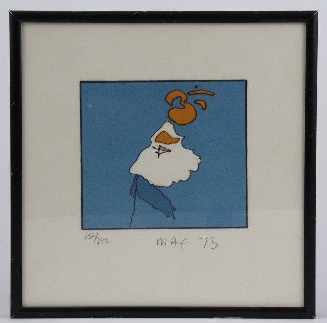 Signed Peter Max Meditating Bearded Man L/E Print: Vintage signed Peter (Finkelstein) Max (1973- New York) Limited Edition lithograph in color print. Psychedelic Man with Beard in Blue and Orange. Limited edition of only 250 pieces. Signed Lower Right