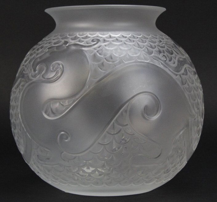 Lalique French Art Glass X'ian Dragon Crystal 9" Vase (1 of 8)