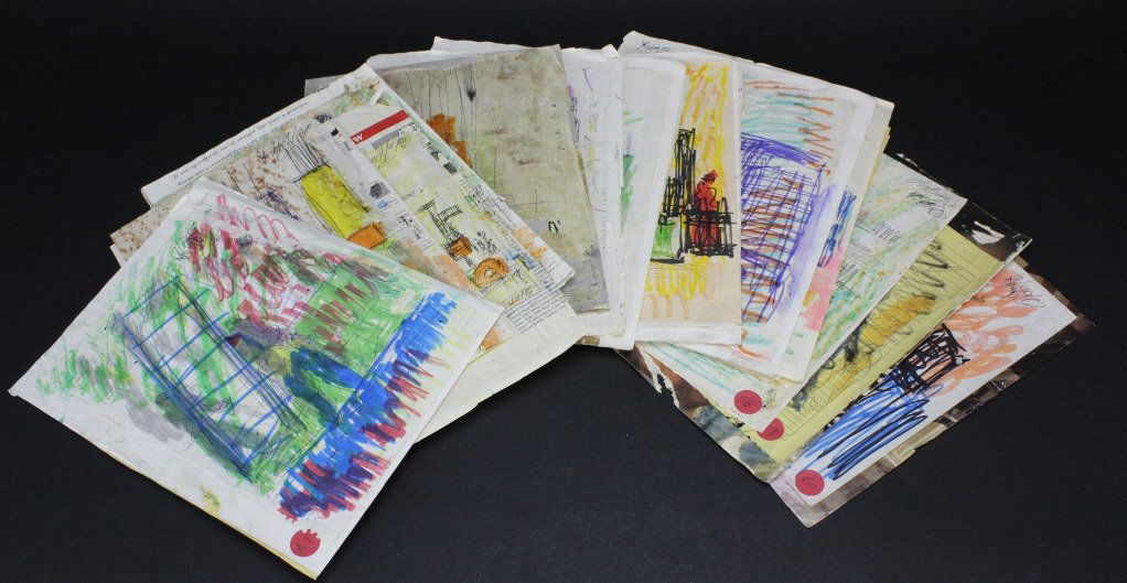 33pc Collection Purvis Young Outsider Folk Art Painting (1 of 9)