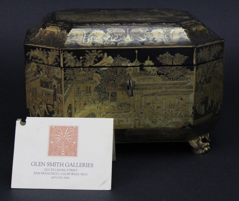 Antique Chinese Lacquer Footed Tea Caddy Box Circa 1820 (1 of 10)