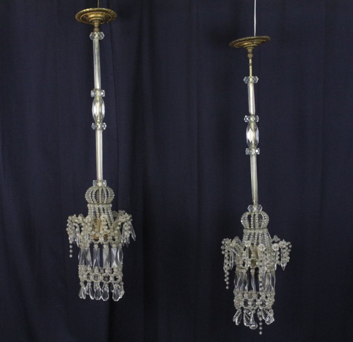 Estate Morris Lapidus 2 Bedroom Brass Glass Chandeliers (1 of 10)
