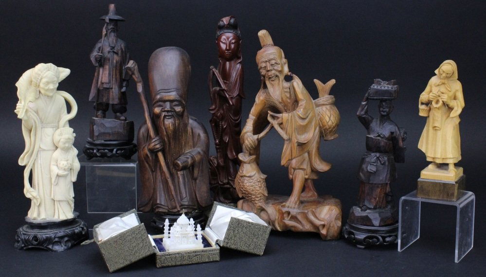 Group 8 Carved Wood Asian Figures Morris Lapidus Estate (1 of 9)