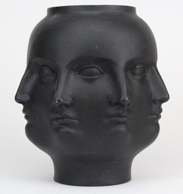 Fornasetti Style Modern Perpetual Face Black Art Vase (1 of 6)