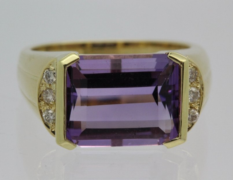 Signed H Stern 18k Gold 6.3ct Amethyst Diamond Ring (1 of 7)