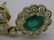 Pair of 18k Gold 2.5 Ct Tw Emerald & Diamond Earrings - 3