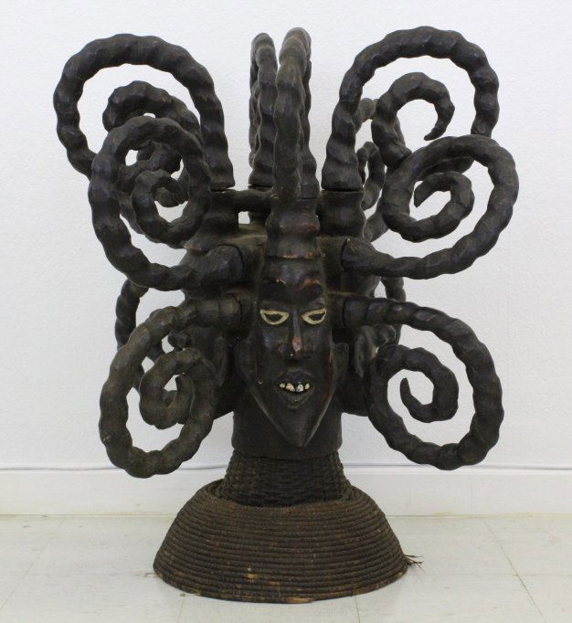 Ekoi Nigeria African Four Face Headdress 38"  Sculpture (1 of 6)