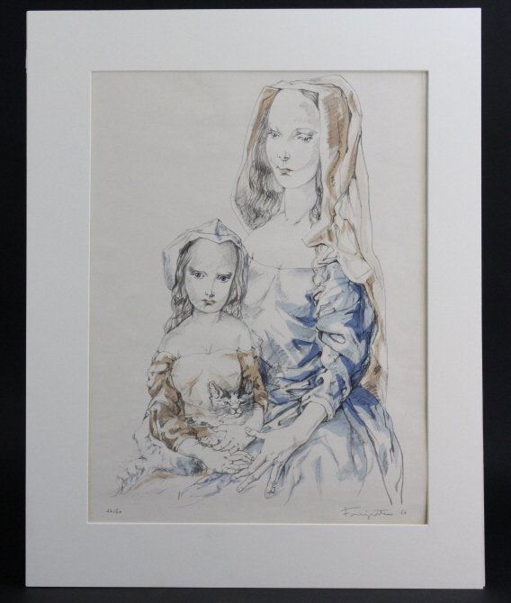 Signed Tsuguharu Foujita Femme et Enfant LE Litho Print (1 of 9)
