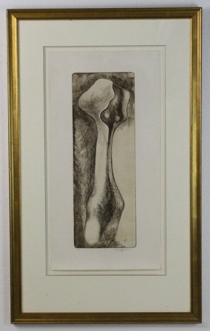 Signed Roberto Estopinan Cuban Modernist L/E A/P Print: Signed limited edition artist proof print by listed Cuban artist Roberto Estopinan (1921-2015 Cuba / Florida). Depicts a modernist female torso nude in wonderful tonal sketch details. Artist signed in