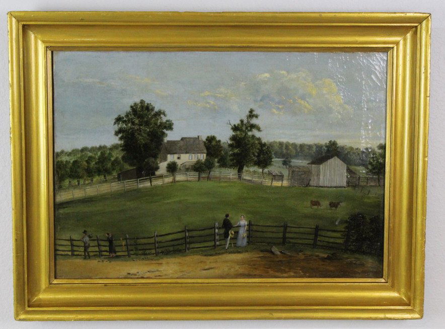 19c American Folk Art Primitive Landscape Painting (1 of 5)
