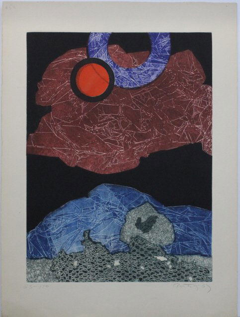 Signed Gabor Peterdi L/E Red Blue Eclipse Litho Art (1 of 8)