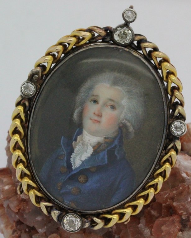 Georgian Russian 14K Gold Diamond Portrait Brooch (1 of 10)