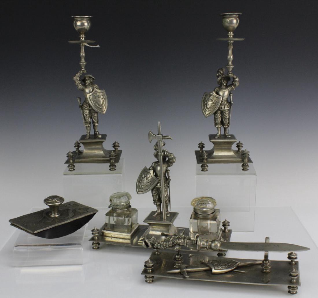 5pc Conquistador Soldier Inkwell Candlestick Desk Set (1 of 8)