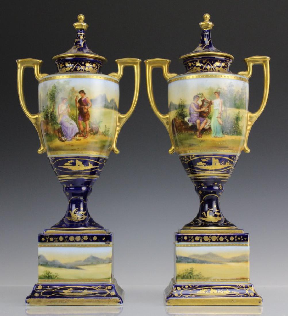 Pair of Royal Vienna Scenic Porcelain Covered Vase Urns (1 of 10)