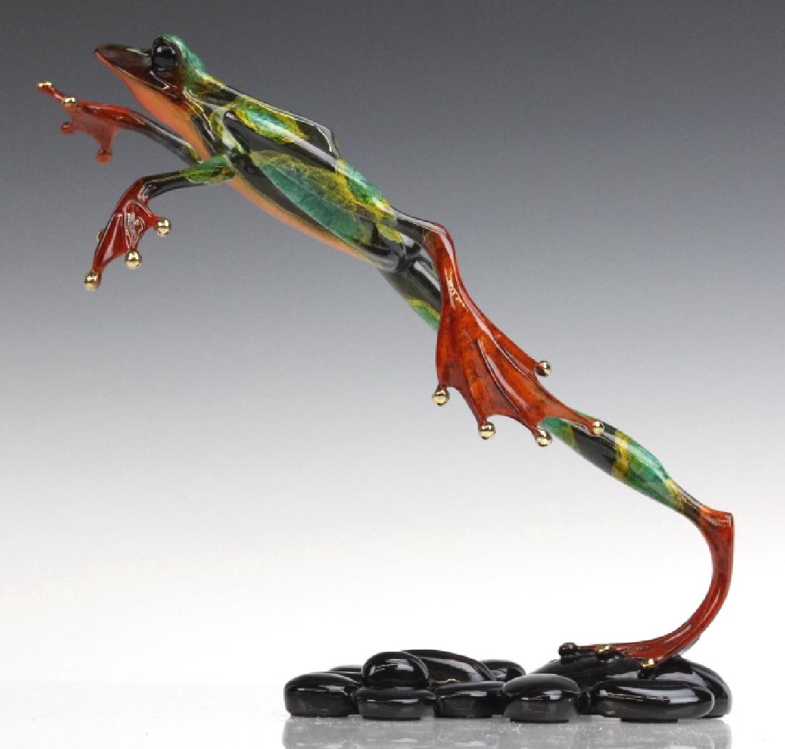 Signed Tim Cotterill Leap Frog Frogman Bronze Sculpture