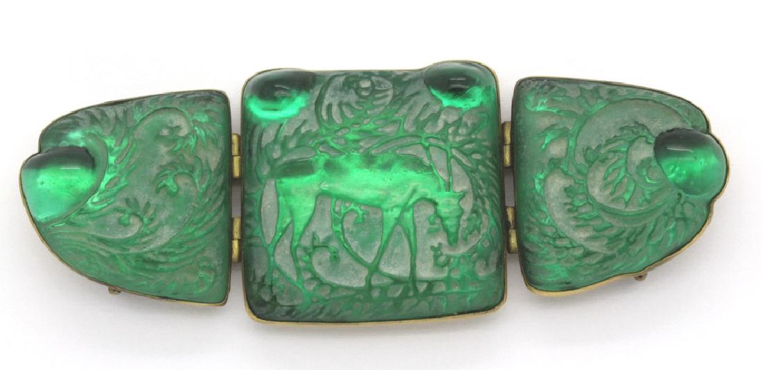 SIGNED Rene Lalique Green French Art Biches Pin Brooch (1 of 10)