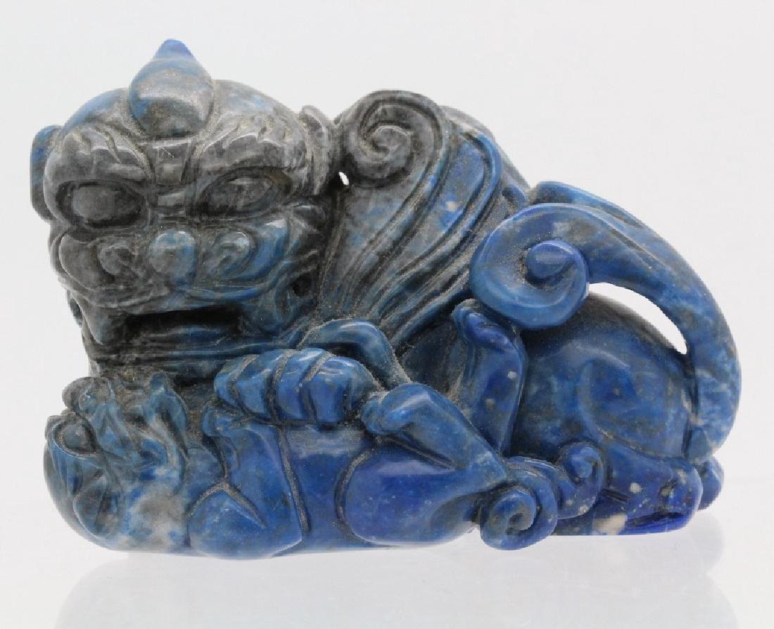Chinese Carved Blue Lapis Lazuli Foo Dog Sculpture (1 of 5)