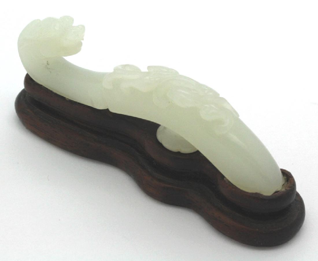 Antique Chinese Carved Fine White Jade Belt Hook (1 of 10)