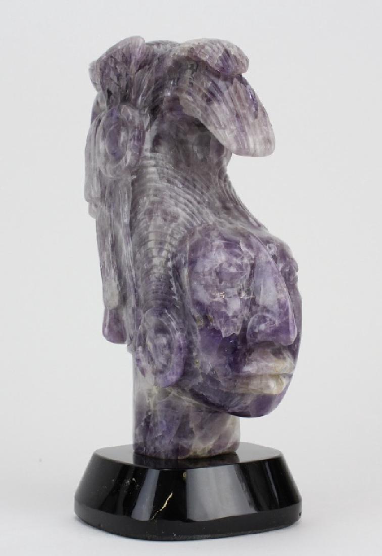 Solid Purple Amethyst Carved Mexican Warrior Sculpture (1 of 8)