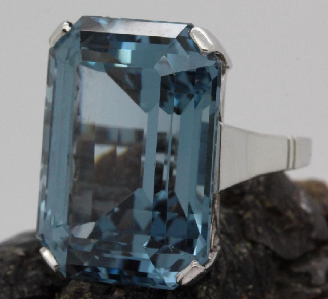 Antique Art Deco Platinum Large Blue Topaz Ring Sz 7 (1 of 5)