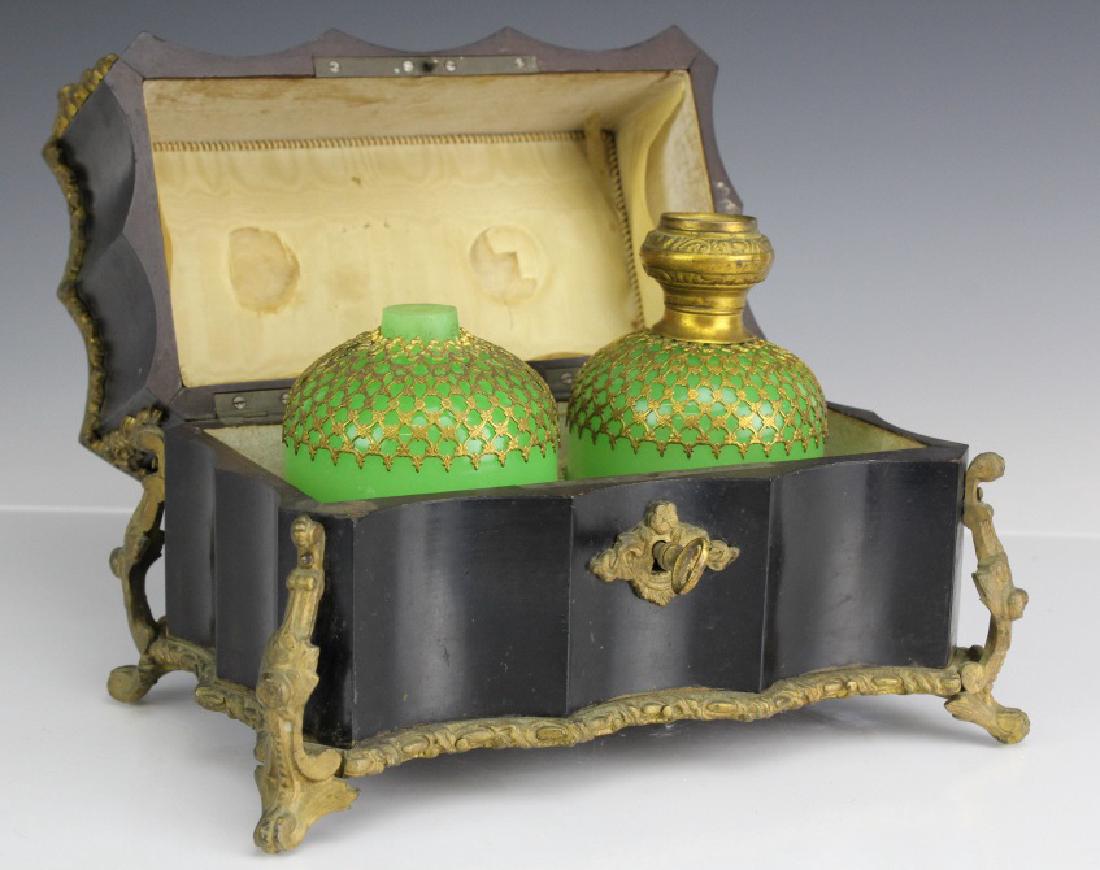 Antique French Green Opaline Perfume Bottle Box (1 of 8)