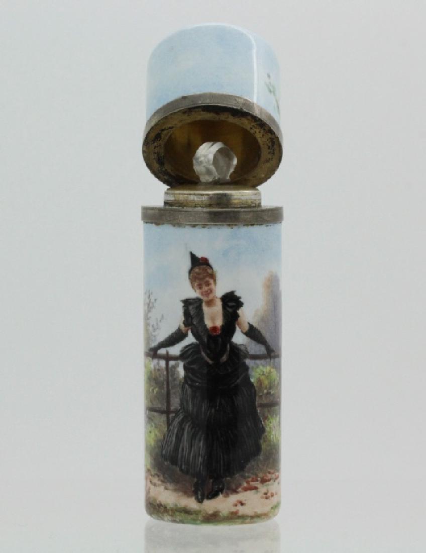 Fine Antique French Portrait Enamel Perfume Bottle Case (1 of 10)