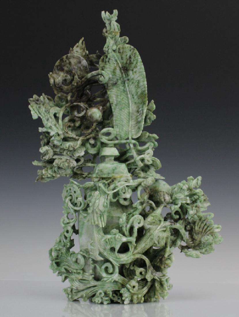 Old Chinese Export Carved Green Jade Dragon Vase (1 of 10)