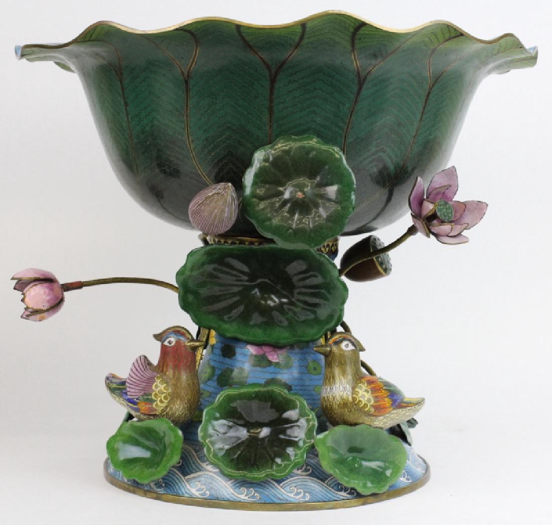 Large Chinese Cloisonne Lotus Flower Ornate Punch Bowl (1 of 10)