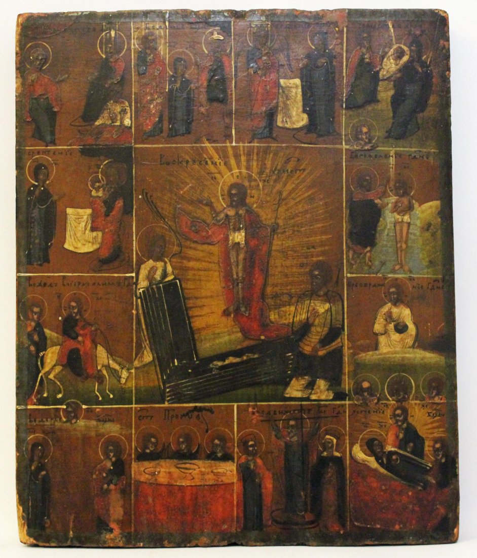 RUSSIAN ICON THE RESURRECTION WITH FEASTS (1 of 2)