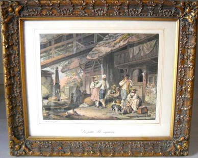 TWO PRINTS BY SIGMUND FREUDENBERGER: Titled "Les Chanteuses Du Mois De May" And "La Petite Fete Imprevue" Late 18th Century. 16.5"H. 19.5"W.