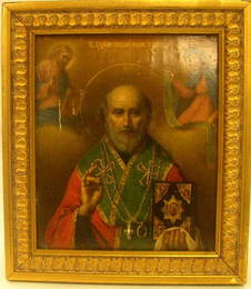 40: FRAMED RUSSIAN ICON ON BOARD