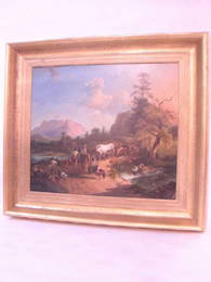 95: FRAMED LANDSCAPE"OIL ON TOLE: C.1890, Unsigned, Dut