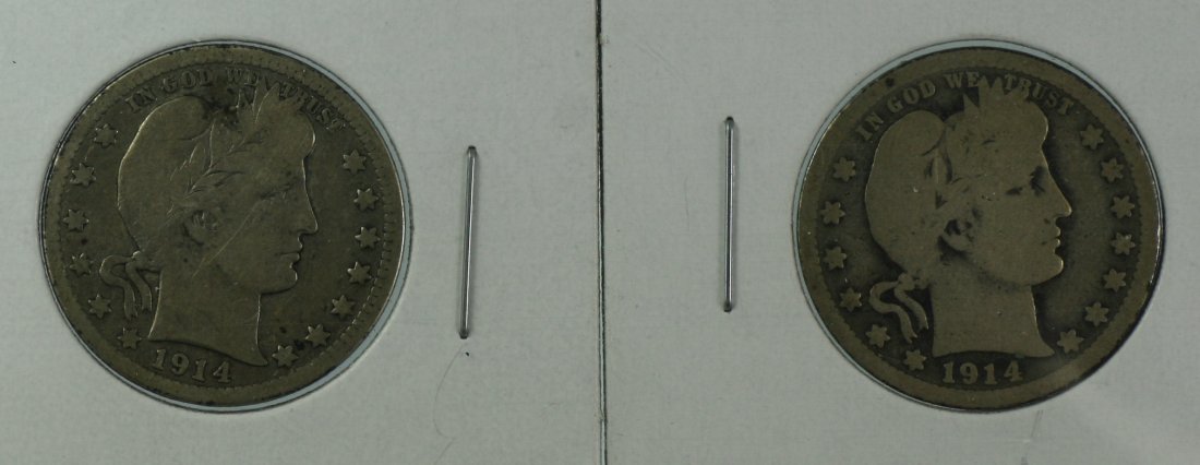 1914D, 1914 Two Barber Quarters (1 of 1)