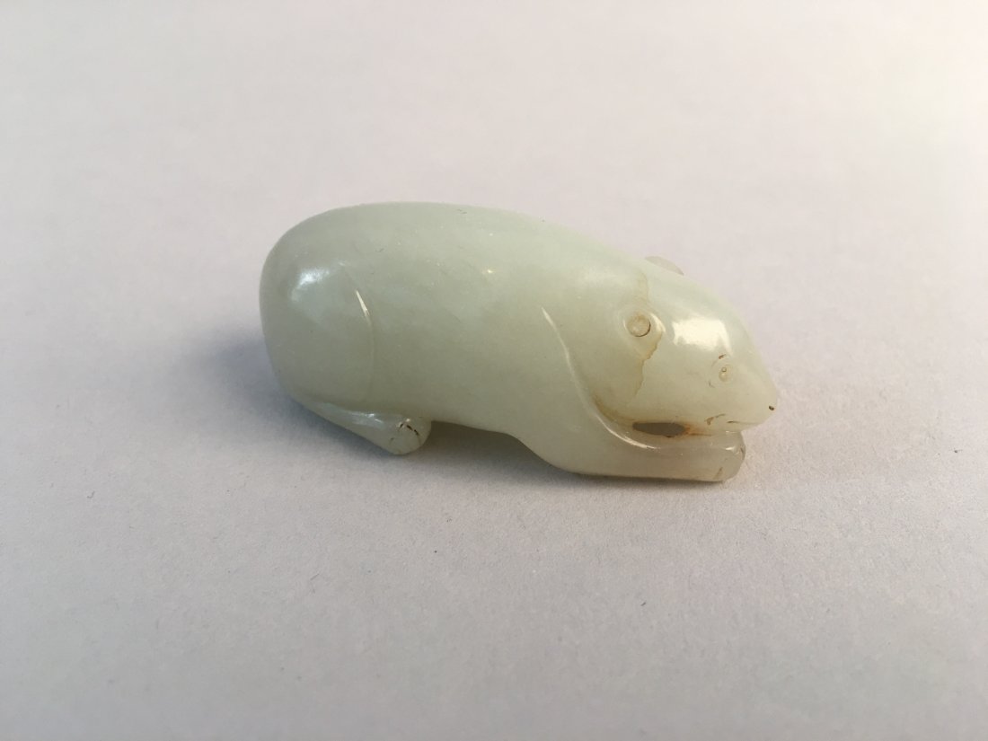A CHINESE PALE CELADON JADE BEAR (1 of 4)