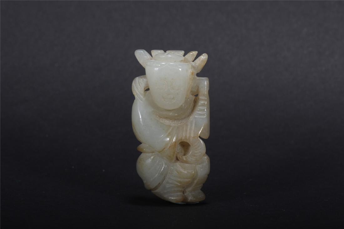 A CHINESE PALE CELADON JADE BOY AND SHEEP FIGURE GROUP (1 of 8)