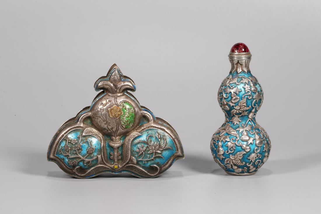 TWO CHINESE SILVER ENAMEL ITEMS (1 of 5)