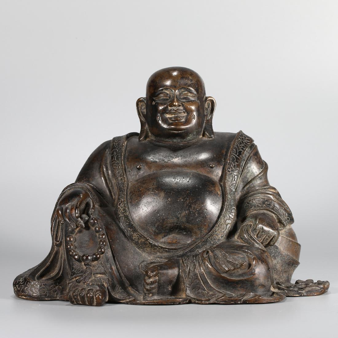 A CHINESE BRONZE FIGURE OF LAUGHING BUDDHA (1 of 10)