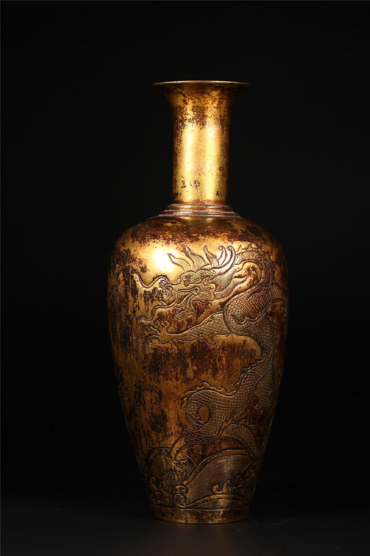 A CHINESE GILT BRONZE "DRAGON" VASE (1 of 7)