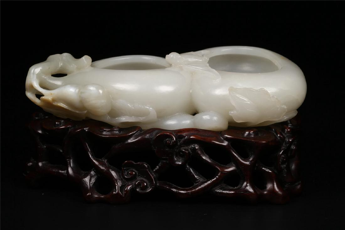 A CHINESE PALE CELADON JADE "DOUBLE GOURD" WATER POT (1 of 10)