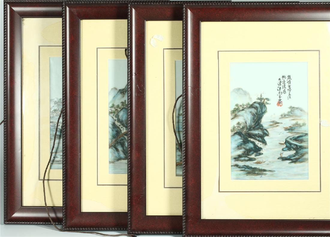 FOUR CHINESE FRAMED FAMILLE ROSE PORCELAIN PLAQUES (1 of 10)