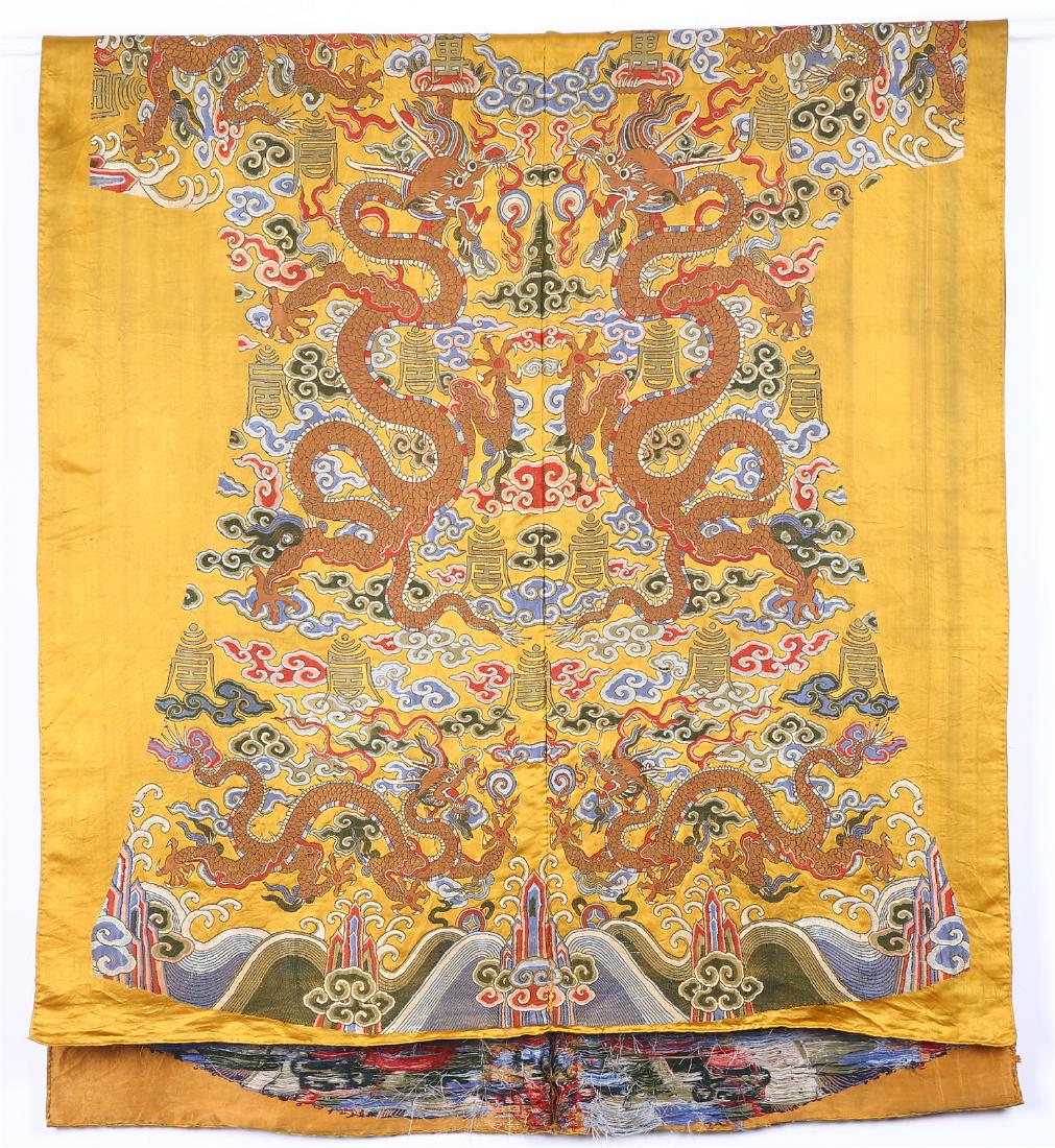 CHINESE BROCADE SILK DRAGON ROBE FABRIC