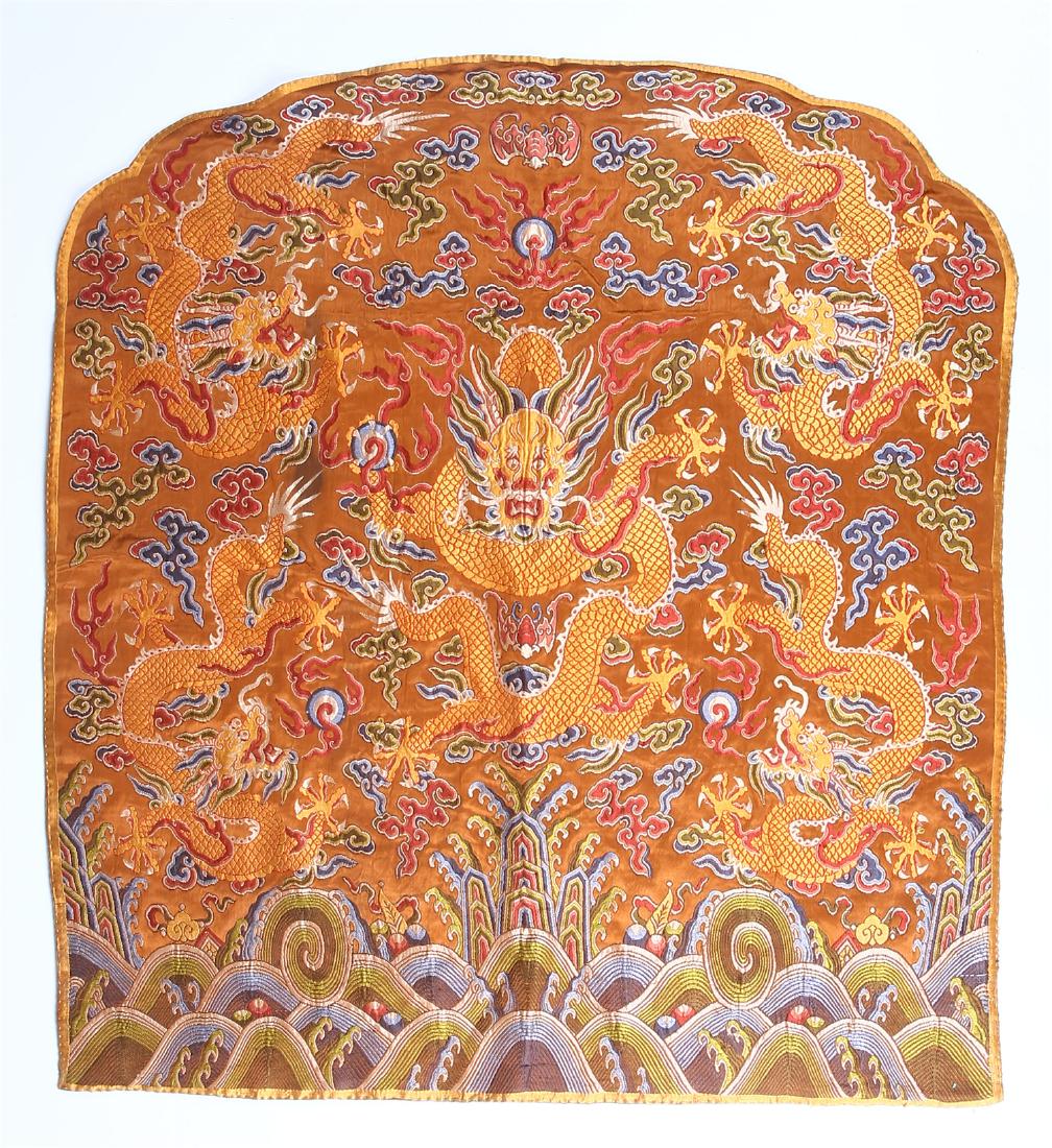 CHINESE BROCADE SILK "DRAGON" CHAIR CUSHION COVER (1 of 7)
