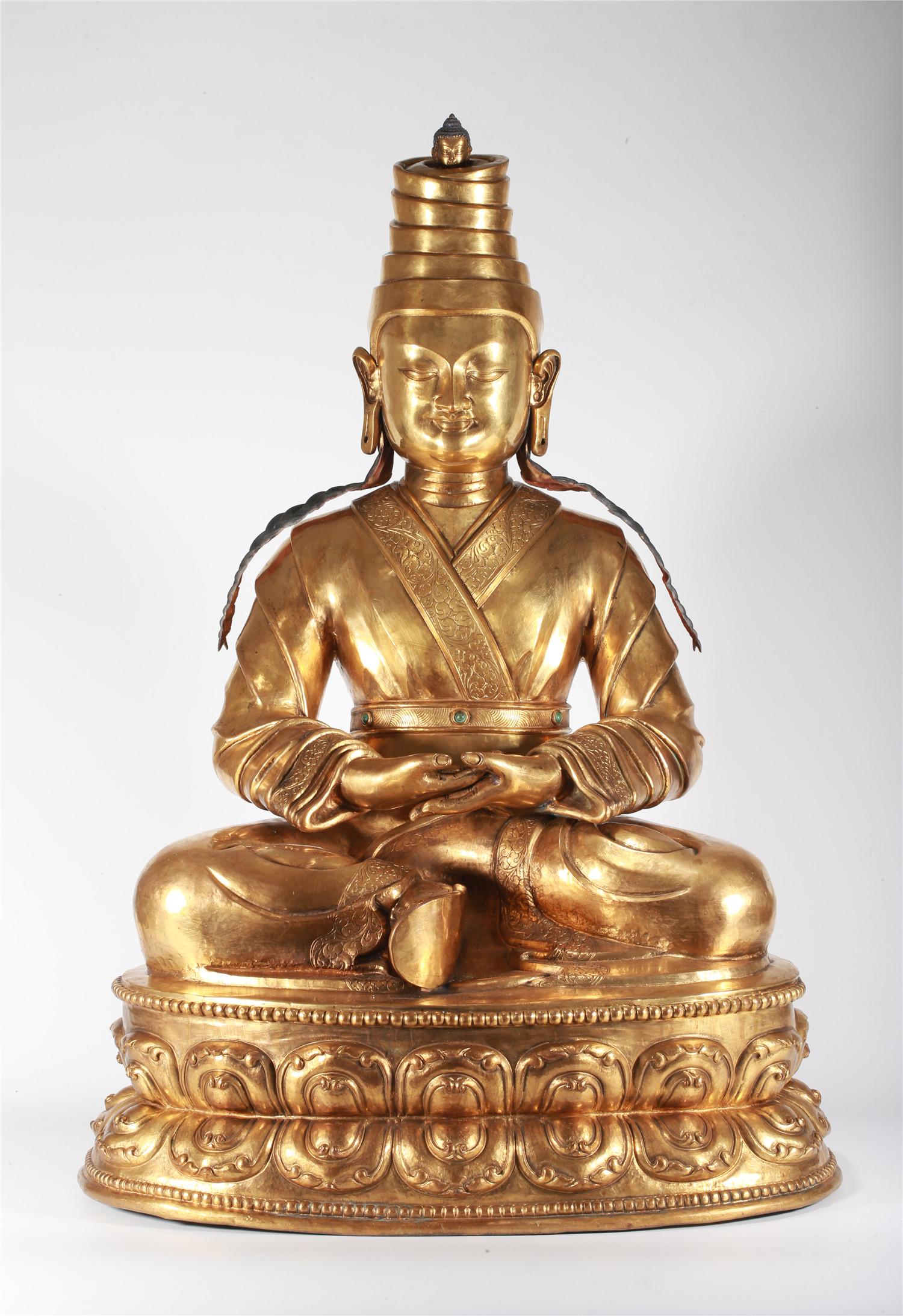 CHINESE GILT BRONZE FIGURE OF A GURU (1 of 18)