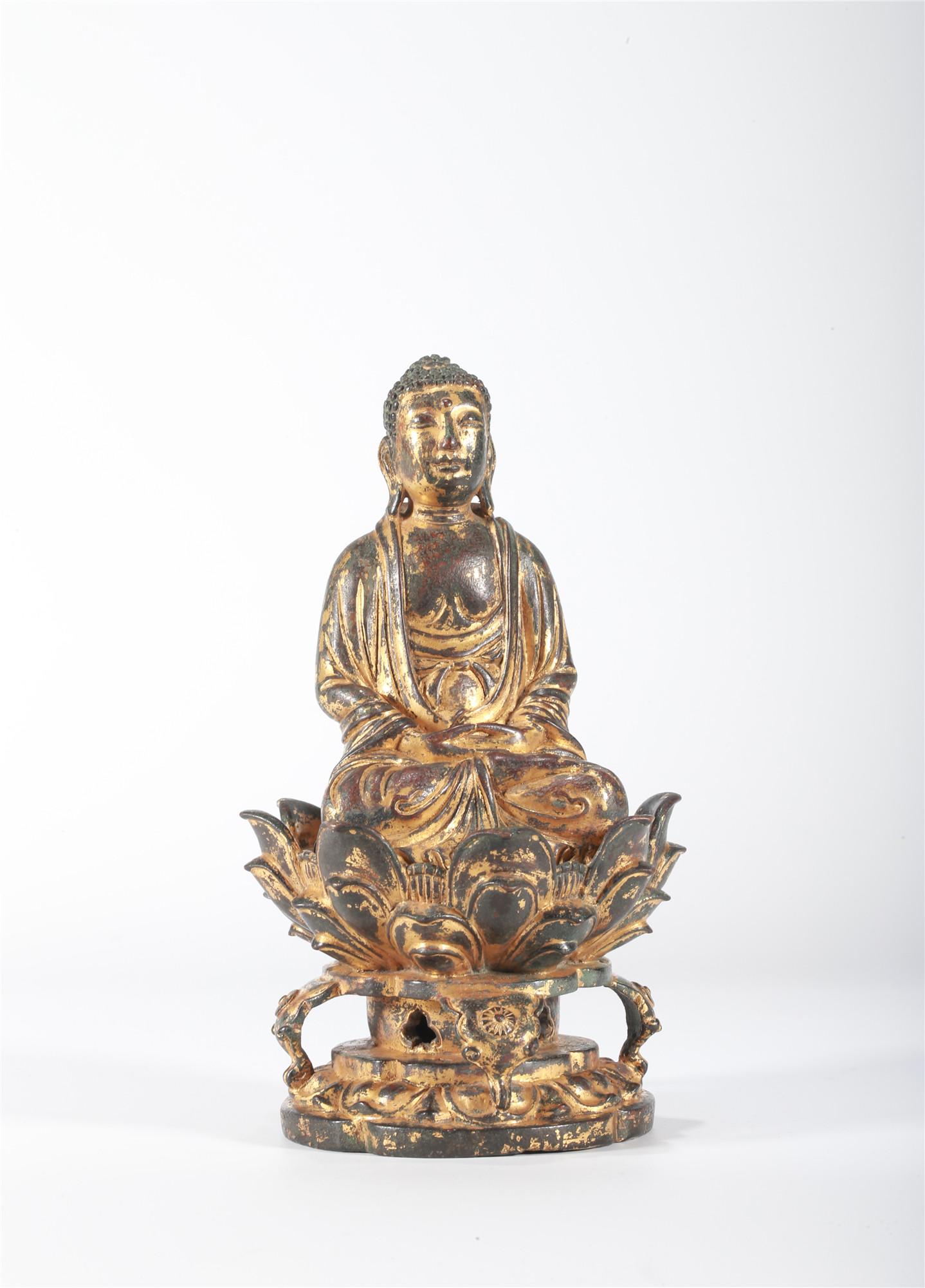 CHINESE GILT BRONZE FIGURE OF AMITAYUS (1 of 12)
