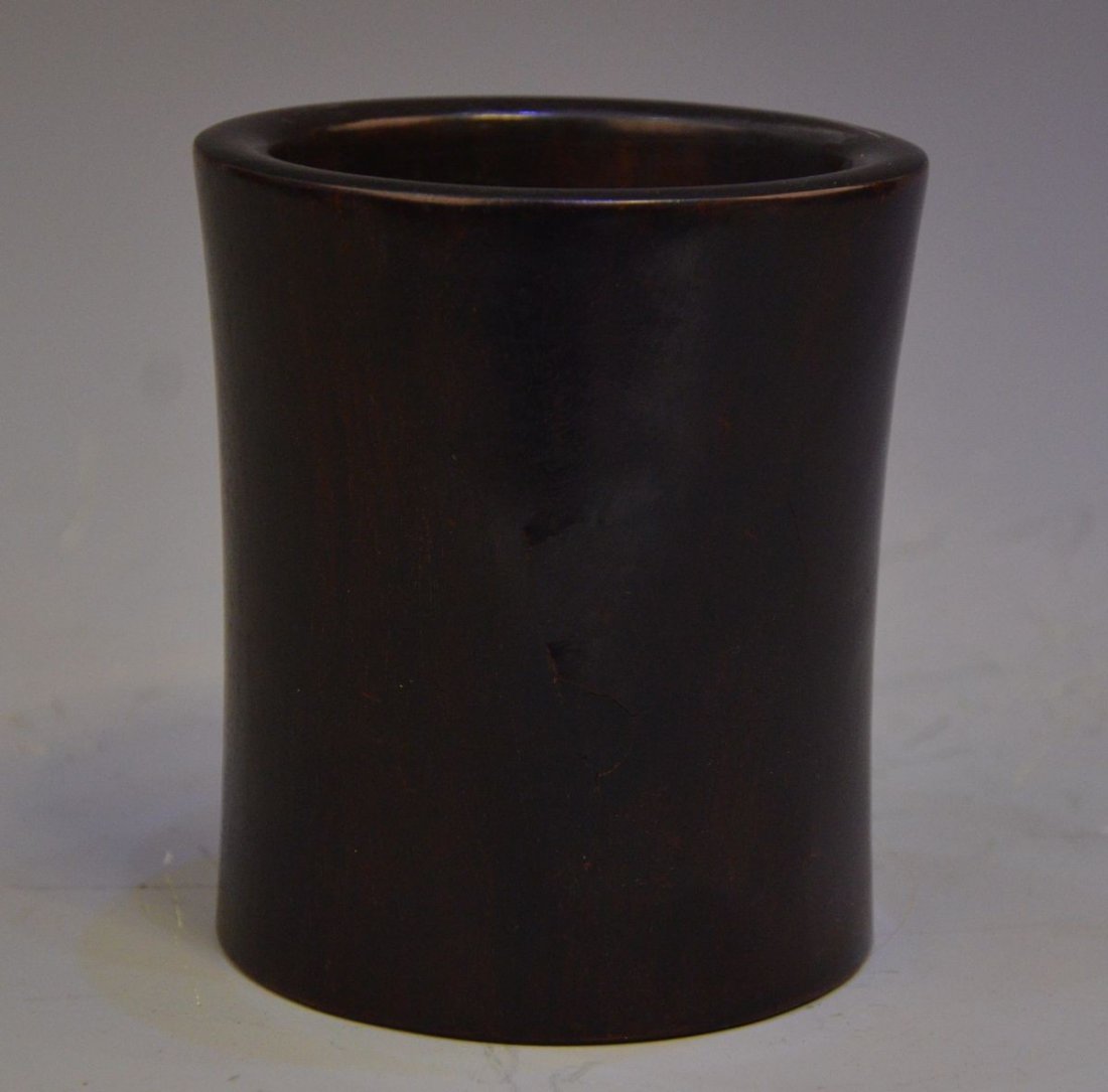 A CHINESE ZITAN BRUSH POT (1 of 8)
