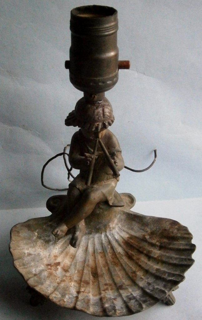 Antique Boy Playing Flutes Sitting on Shell Figural (1 of 10)