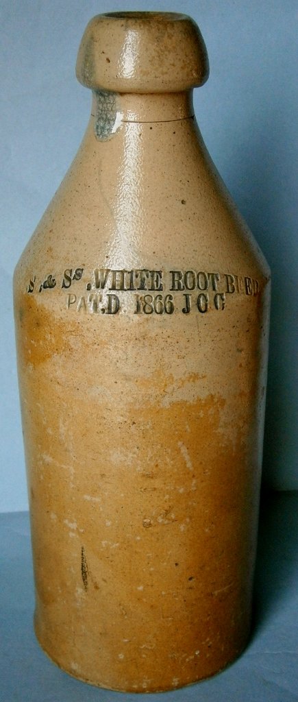 S.& S. WHITE ROOT BEER PAT. 1866 JCC Antique Stoneware (1 of 5)