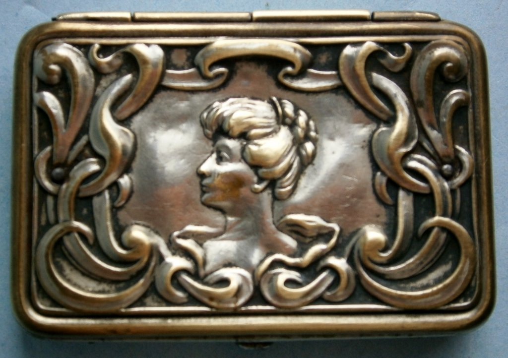 Early Match Safe Decorated with Woman’s Head Pat. 1904 (1 of 7)