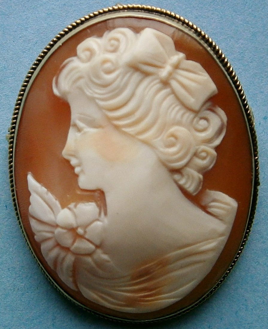 Antique 10 K Gold Shell Cameo Pin / Brooch in Gold (1 of 4)