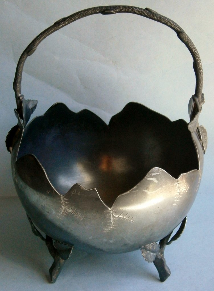 Victorian Silverplate Figural Broken Egg Handled Basket (1 of 6)